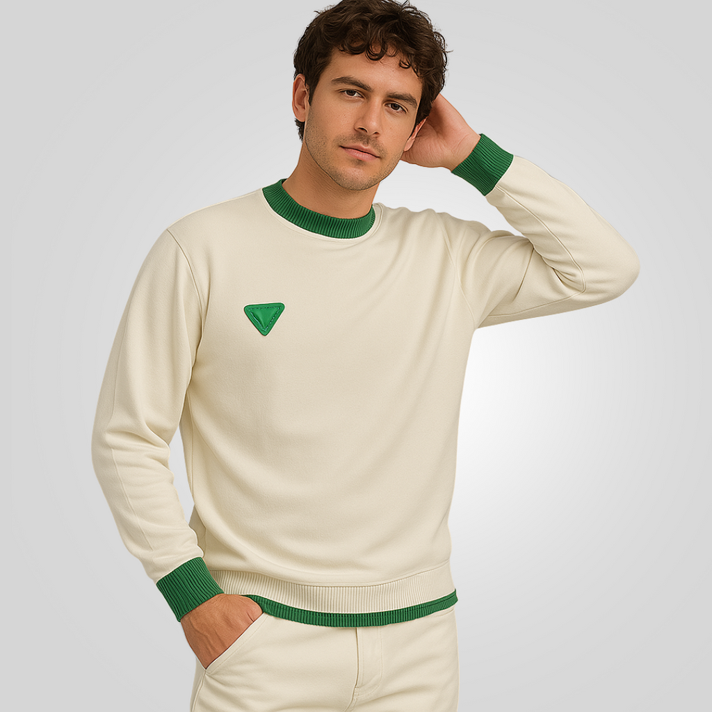 Suéter masculino prémium blanco de punto