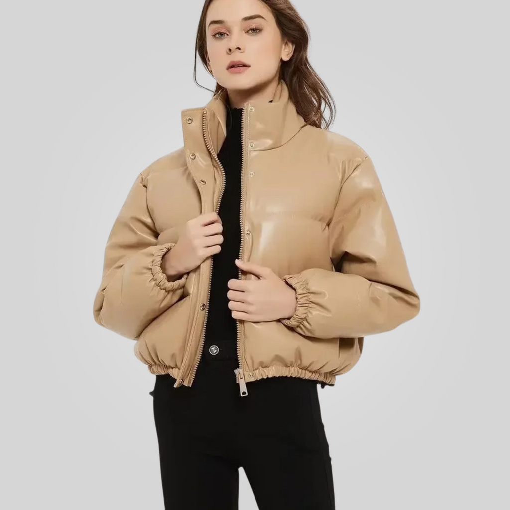 Chaqueta Puffer de Cuero para Mujer